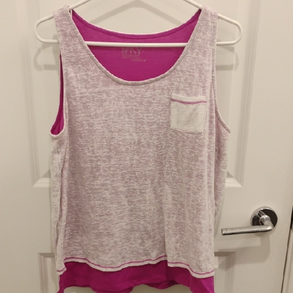 Magenta and White Sleeveless Top by Marc New York Women's Size Large